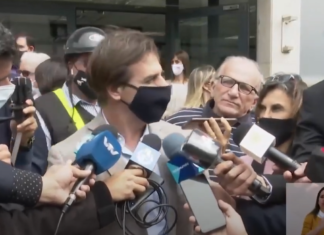 Lacalle Pou, en dialogo con los periodistas en Salto.