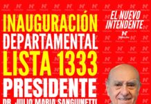 Lista 1333 inaugura sede este jueves, estará presente el Dr.Julio María Sanguinetti